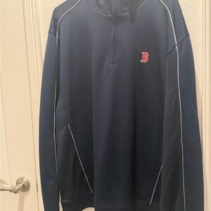 Cutter & Buck Dark Blue Quarter-Zip with Red B (Boston) Accent